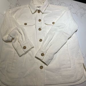 Madewell white corduroy shirt jacket